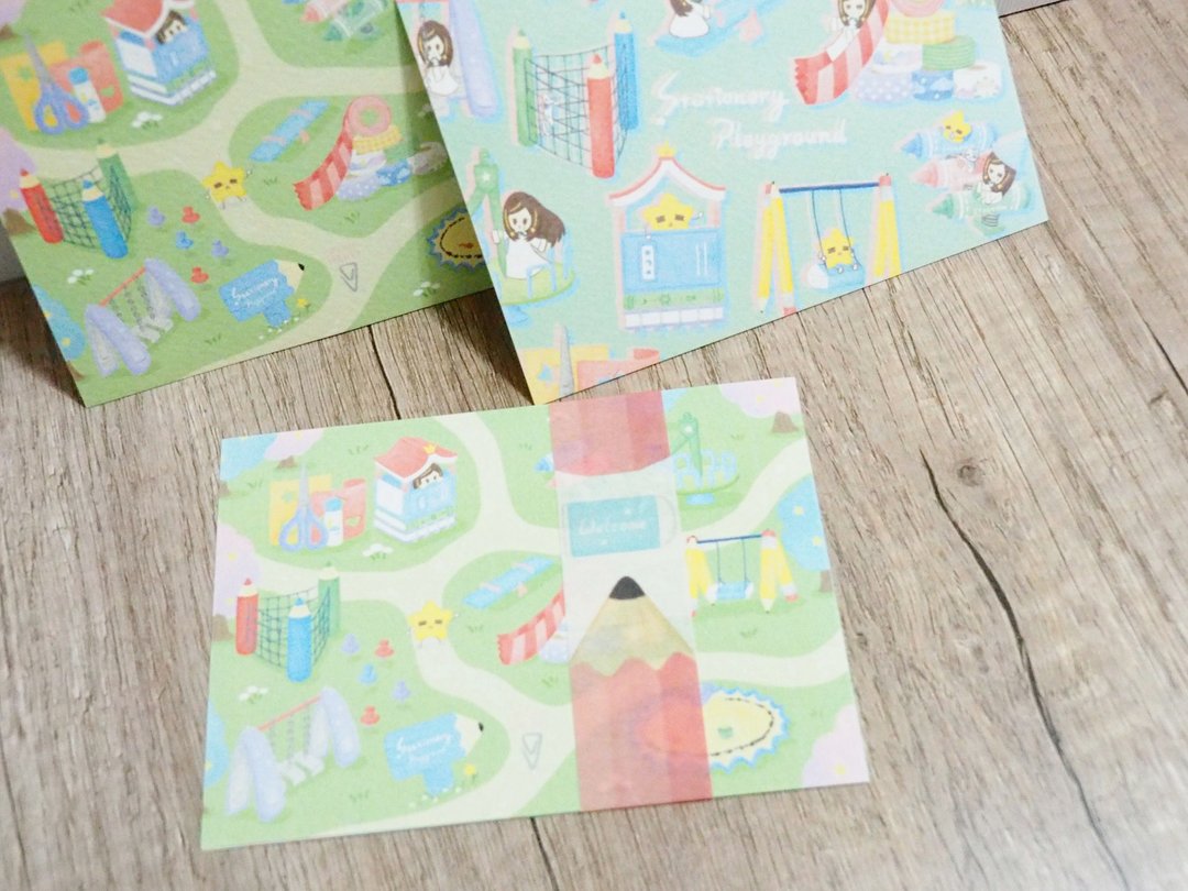 *Stationery Playground 文具游乐场*明信片套组 2张入 - 卡片/明信片 - 纸 绿色