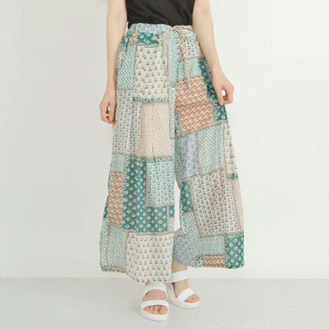 Wide pants with drawcord-like drawcord - 女装长裤 - 棉 透明