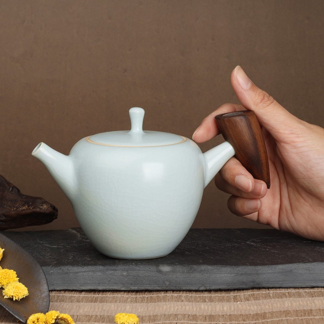 天青汝窑茶壶(230ml) - 茶具/茶杯 - 陶 蓝色
