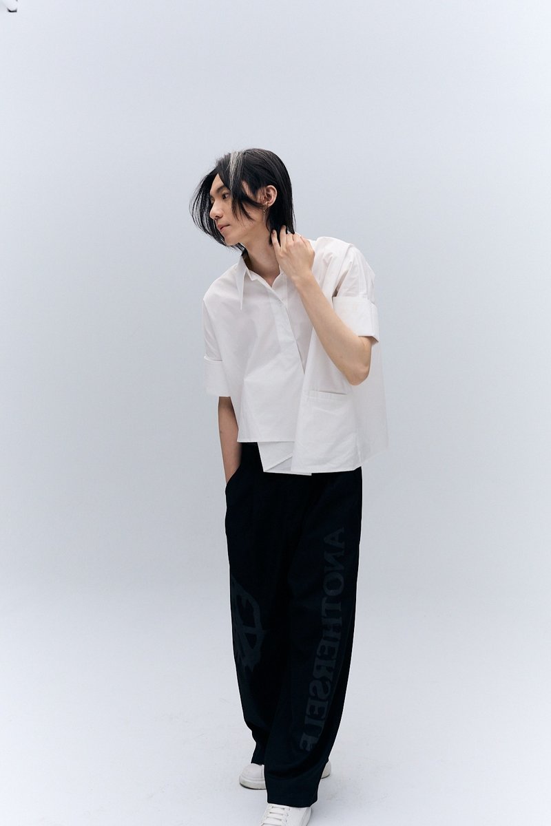 Devil Fashion 设计款长裤 - 男士长裤 - 棉．麻 黑色