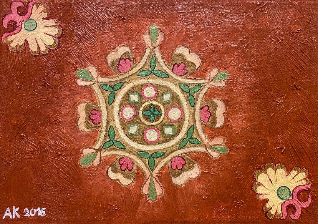 玫瑰，原创油画，油画油画，几何，玫瑰花结，装饰 - 墙贴/壁贴 - 其他材质 多色