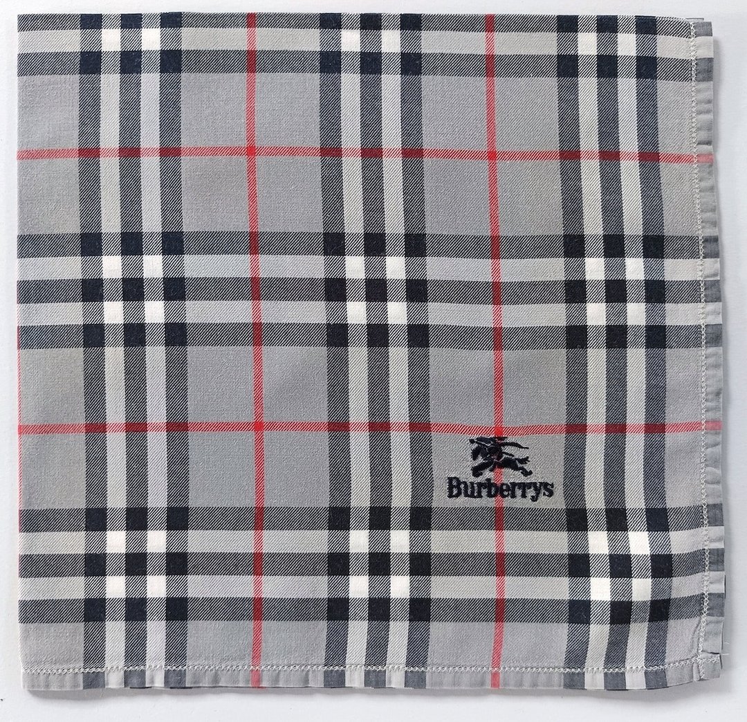 Burberry 复古灰色格纹手帕 19 x 18.5 英寸 - 手帕/方巾 - 棉 灰色