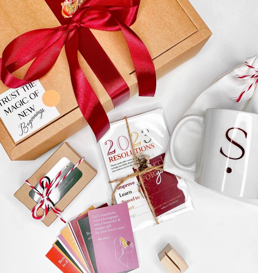 New year Gift set - Custom Mug, personalized mug, create your own mug - 纸盒/包装盒 - 纸 多色