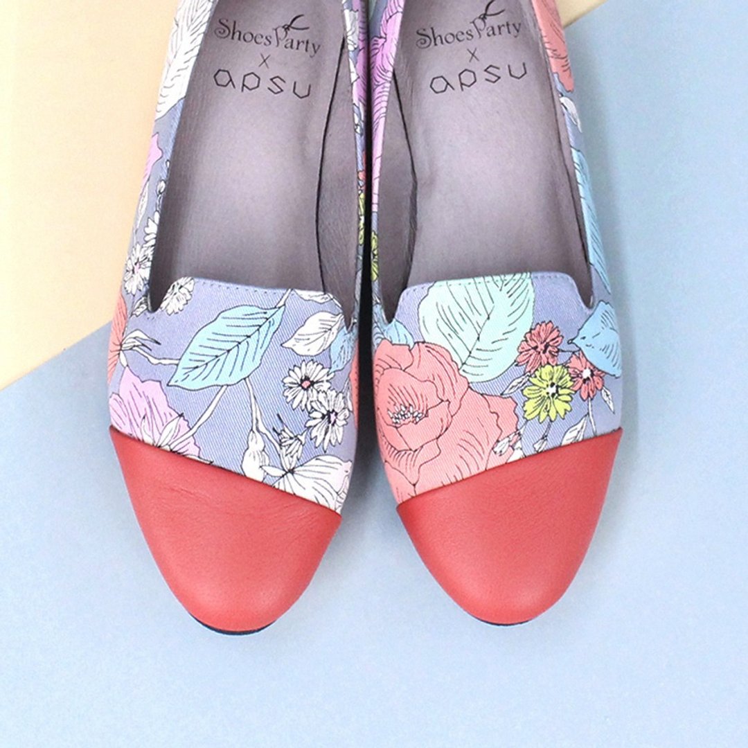 【现货23.5】Shoes Party 茱丽叶的后花园 斜拼接欧贝拉 /手工订制/日本布料 - 芭蕾鞋/娃娃鞋 - 棉 
