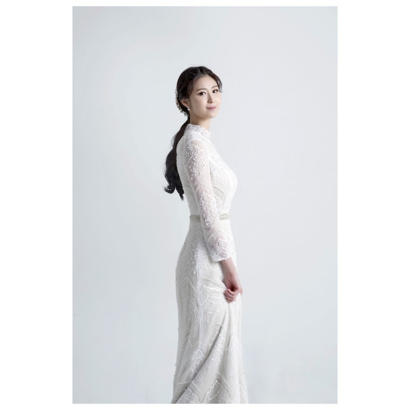 SAMPLE SALE CLEMENTINE 小立领蕾丝轻婚纱 - 晚装/礼服 - 聚酯纤维 