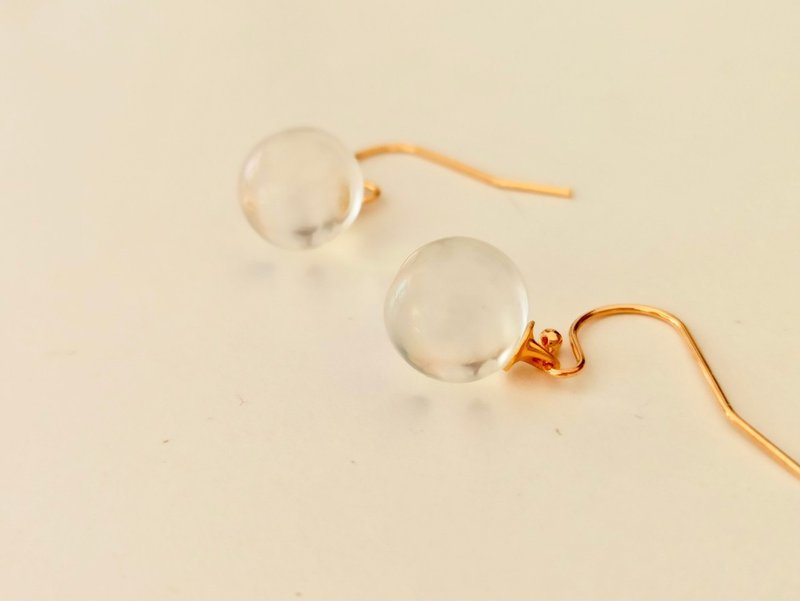 雾透微珠光玻璃耳环 - 耳环/耳夹 - 玻璃 透明