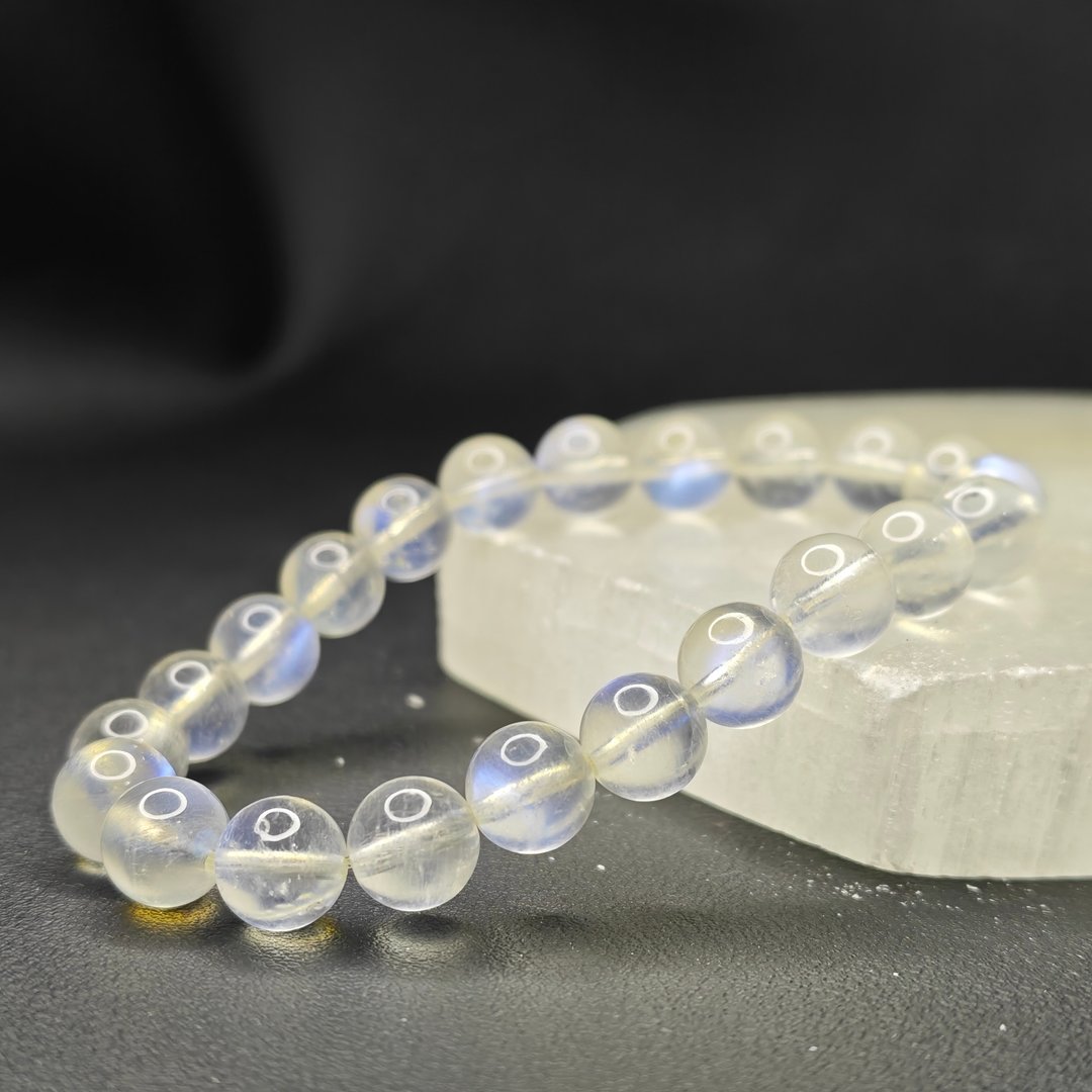 蓝月光石 Moonstone 手串 手链 天然水晶 8.5mm 水晶 - 手链/手环 - 水晶 
