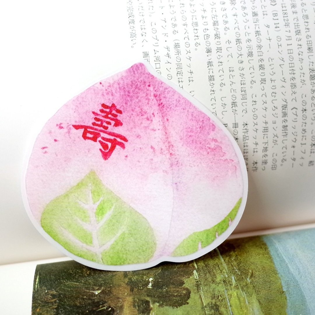 台湾点心 寿桃 绘画PVC防水大贴纸 - 贴纸 - 防水材质 粉红色