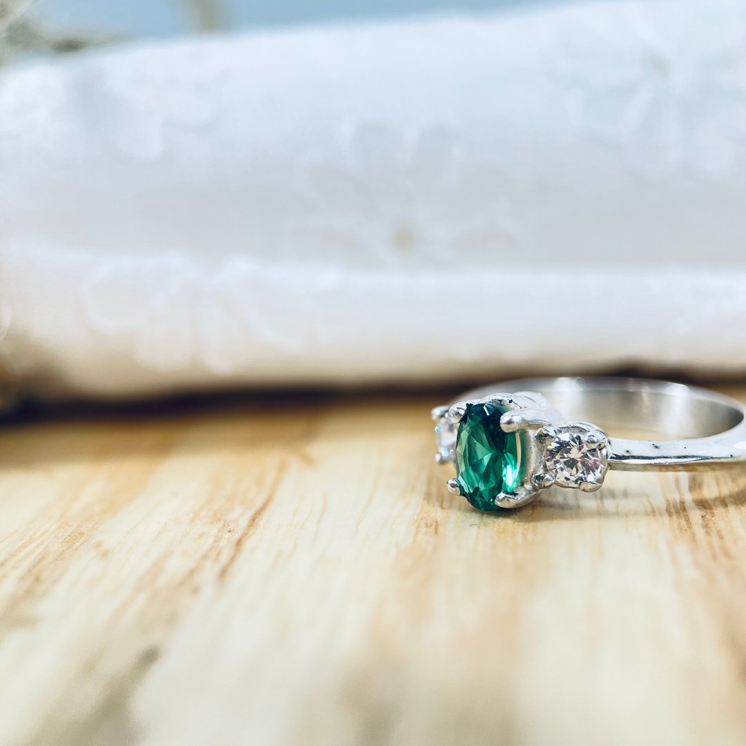 Nano Emerald Ring [Size changeable] 077 - 戒指 - 其他金属 银色