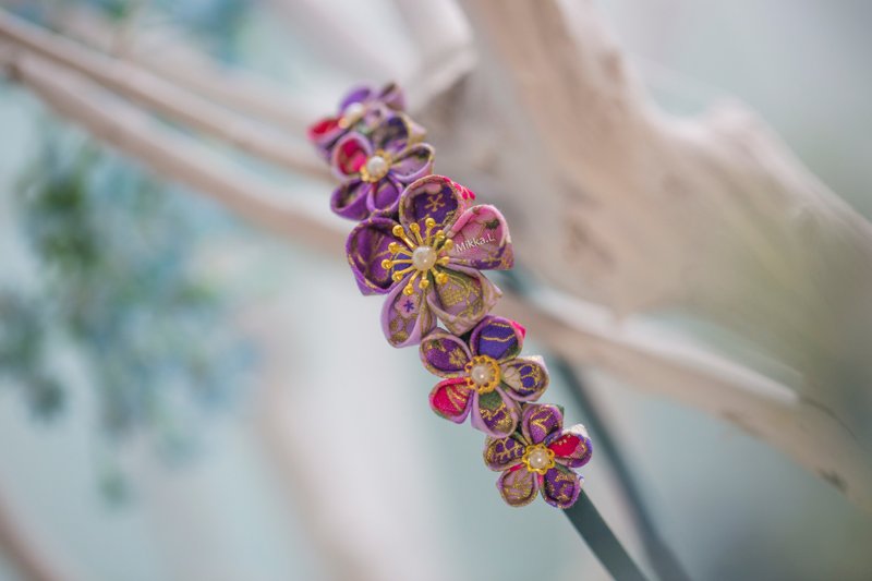 情人节礼物 新年限定饰品 紫色日系梦幻发箍 - 发饰 - 棉．麻 紫色