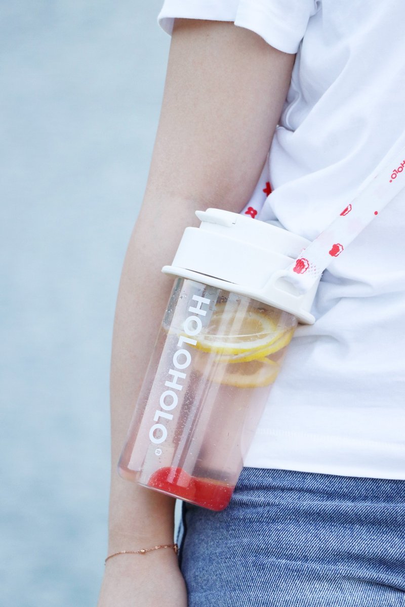 独家组合【HOLOHOLO】吸管跳跳杯 600ml + 专属背带 + 品牌贴纸 - 水瓶/水壶 - 塑料 多色
