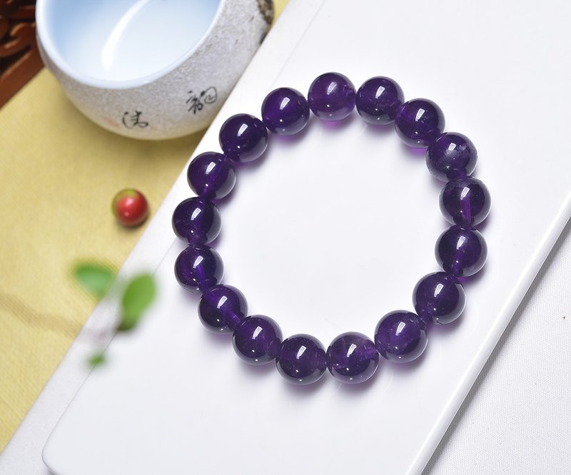 纯天然巴西紫水晶手链 珠经12.5mm左右 紫罗兰色 紫气东来 - 手链/手环 - 水晶 