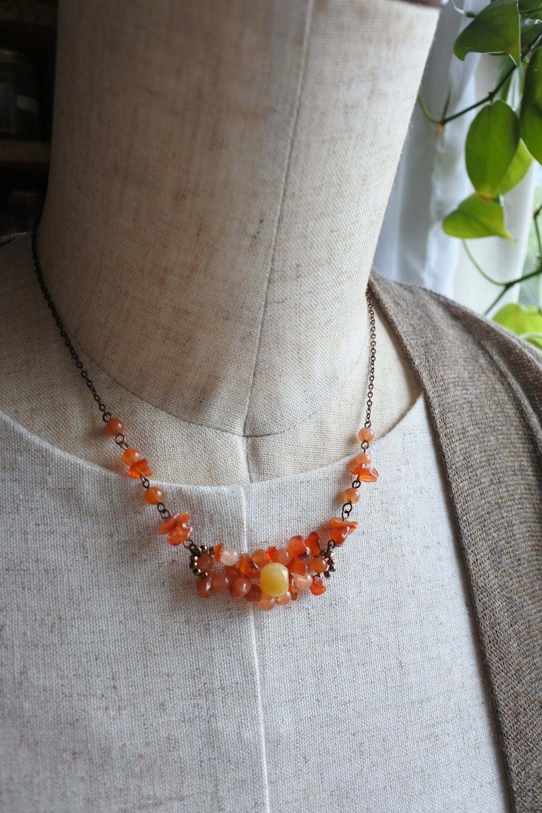 autumn leaves necklace - 项链 - 半宝石 橘色