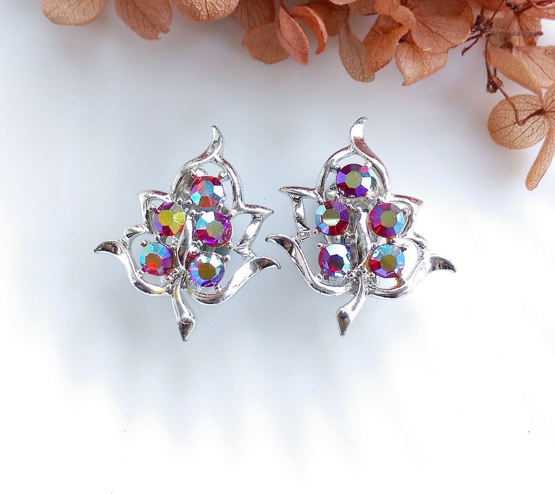 Vintage Jewelry SARAH COV DAZZLING AURORA 夹式耳环 - 耳环/耳夹 - 其他材质 金色
