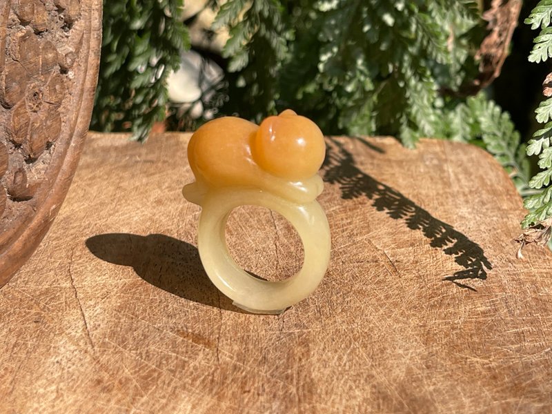 糖猫戒圈—佘太翠糖料。订制戒圈。猫咪雕刻。可定制 - 戒指 - 玉石 橘色