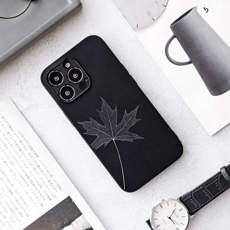 【枫】苹果17promax手机壳iPhone16真皮保护套15plus全包防摔14 - 手机壳/手机套 - 真皮 黑色