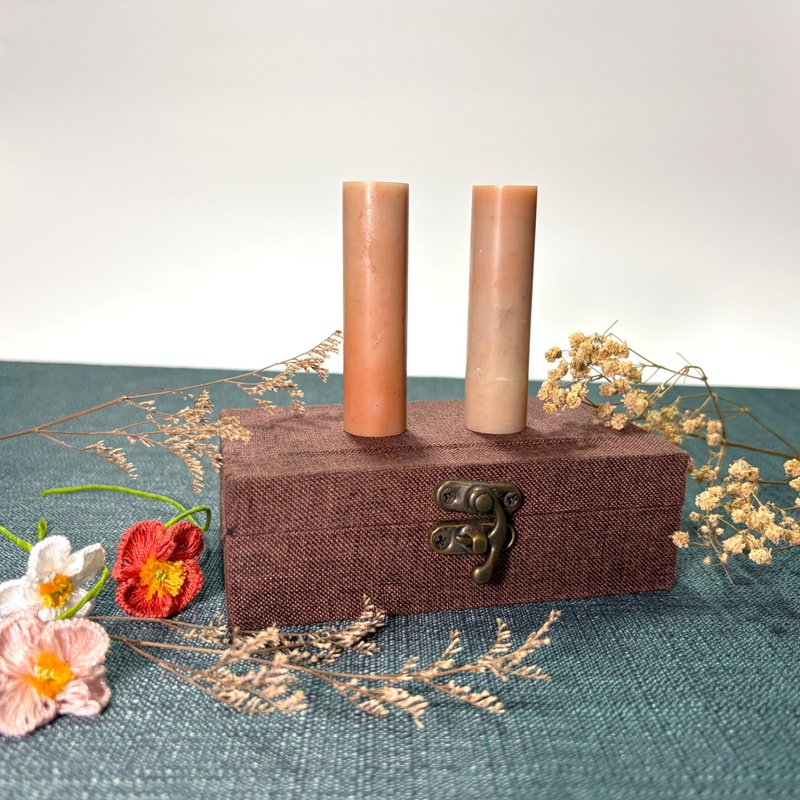 手工刻印定制单章 • 姓名圆章 • 粉色系 • 老挝石印章 - 印章/印台 - 石头 