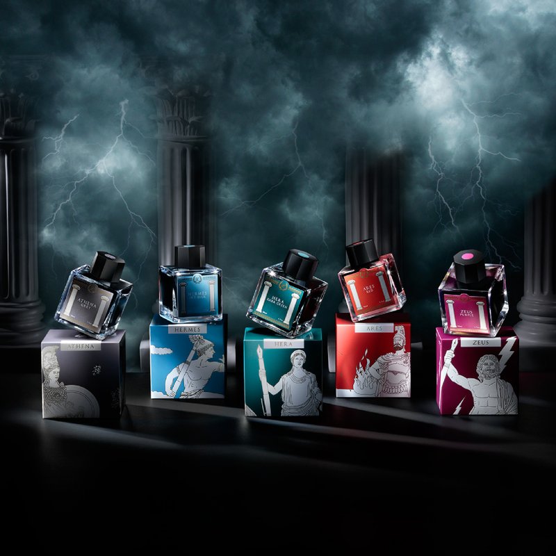 希腊神话钢笔墨水 第二代暗黑系 红紫灰深绿天蓝五色 24小时出货 - 墨水 - 玻璃 多色