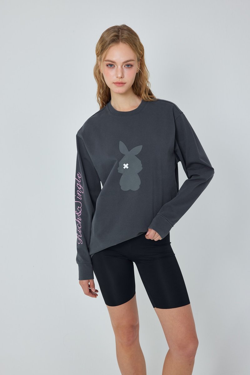 影子兔长袖T恤 – Rich & Single - 女装上衣 - 棉．麻 黑色