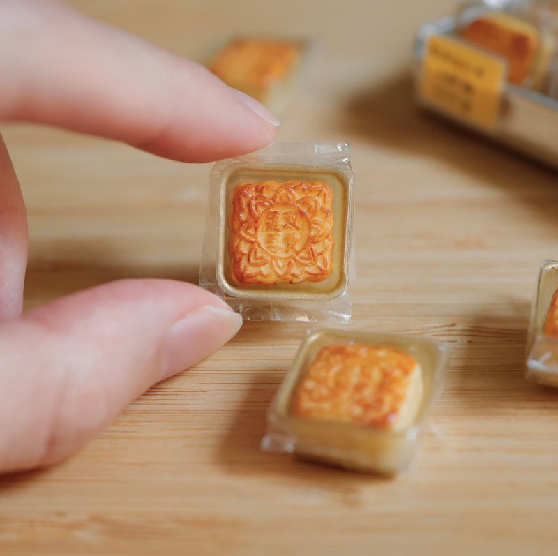 比例模型 中秋节-莲蓉月饼 仿真微缩食物 - 摆饰 - 粘土 橘色