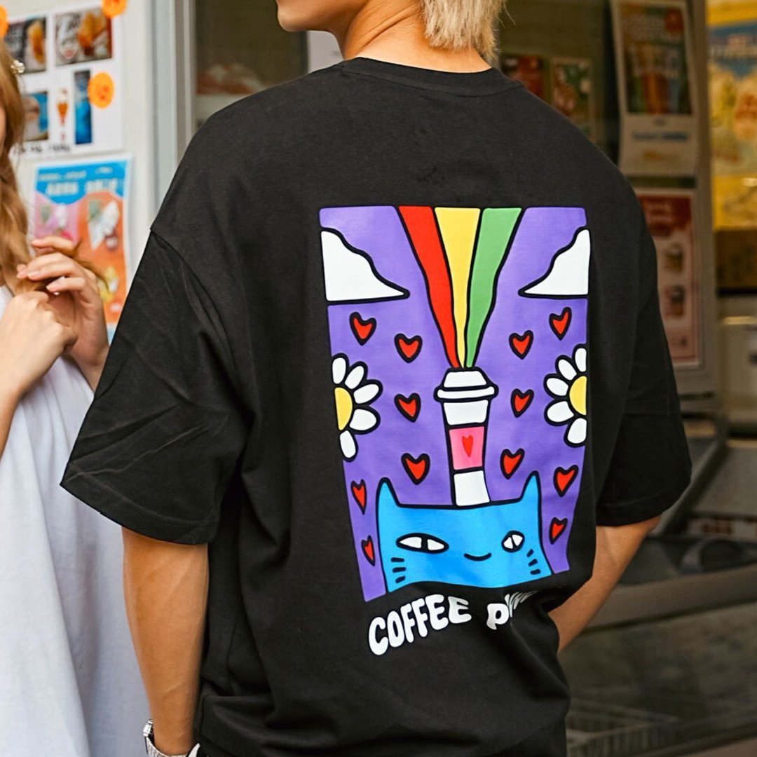 【CREEPS】Coffee Power 宽松重磅印花T恤 - 男装上衣/T 恤 - 棉 多色