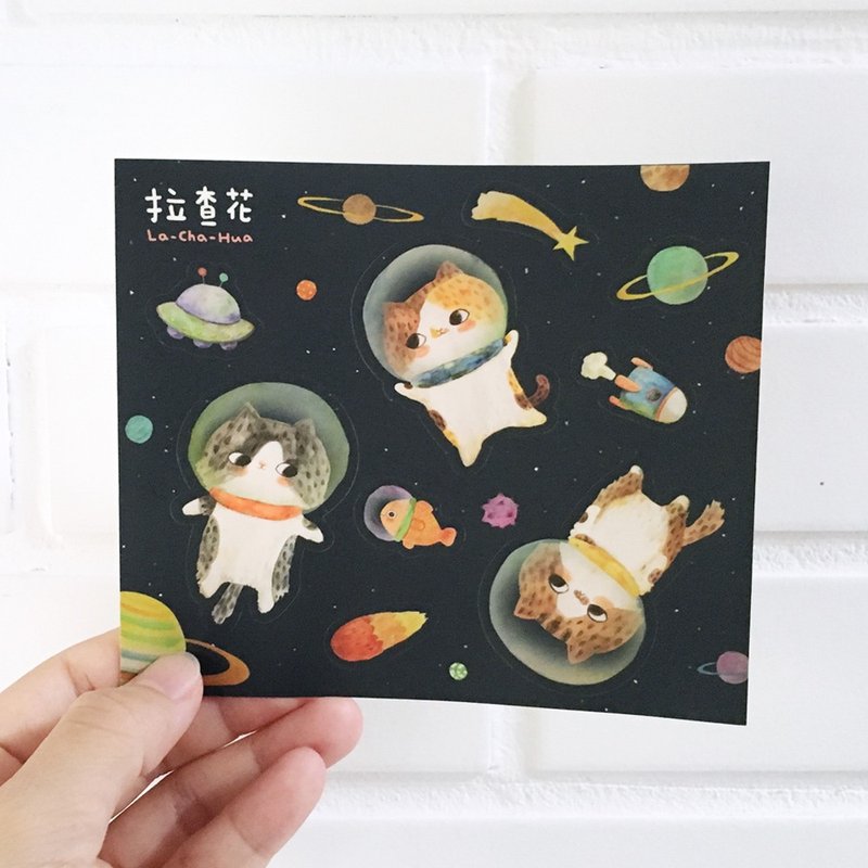 贴纸-太空猫 - 贴纸 - 纸 蓝色