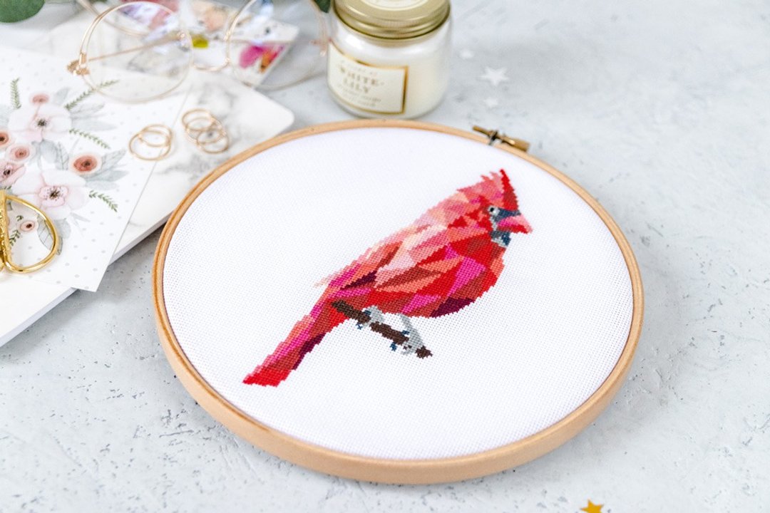 Red Cardinal Bird Cross Stitch PDF Pattern 十字繡 - 编织/刺绣/羊毛毡/裁缝 - 其他材质 