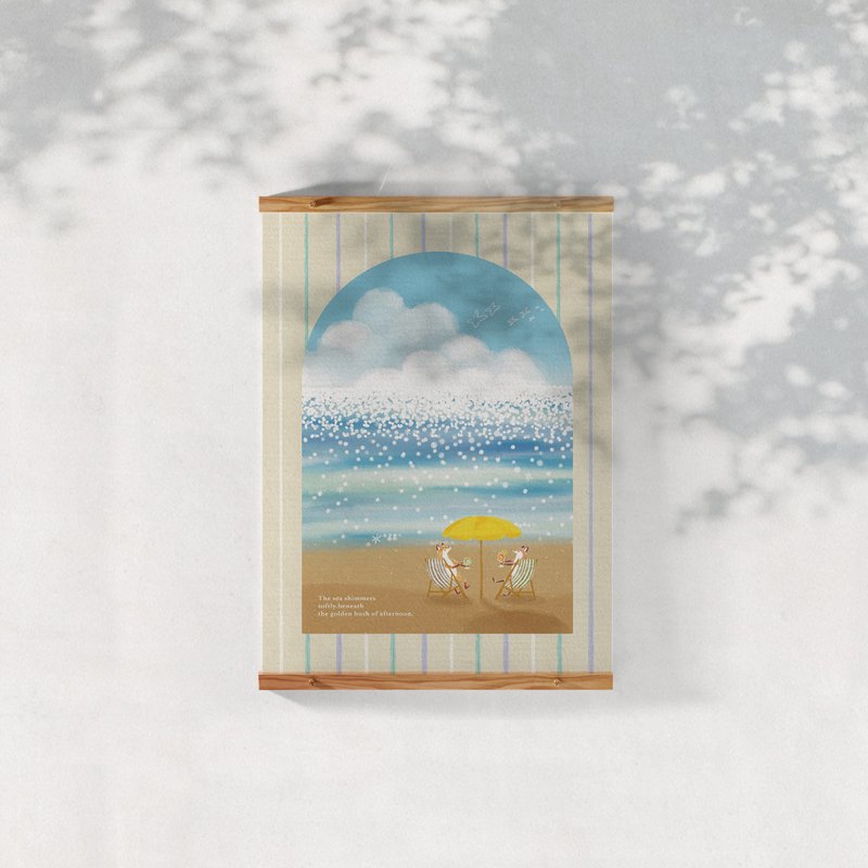 金光下的海  | 插画A4海报 - 海报/装饰画/版画 - 纸 