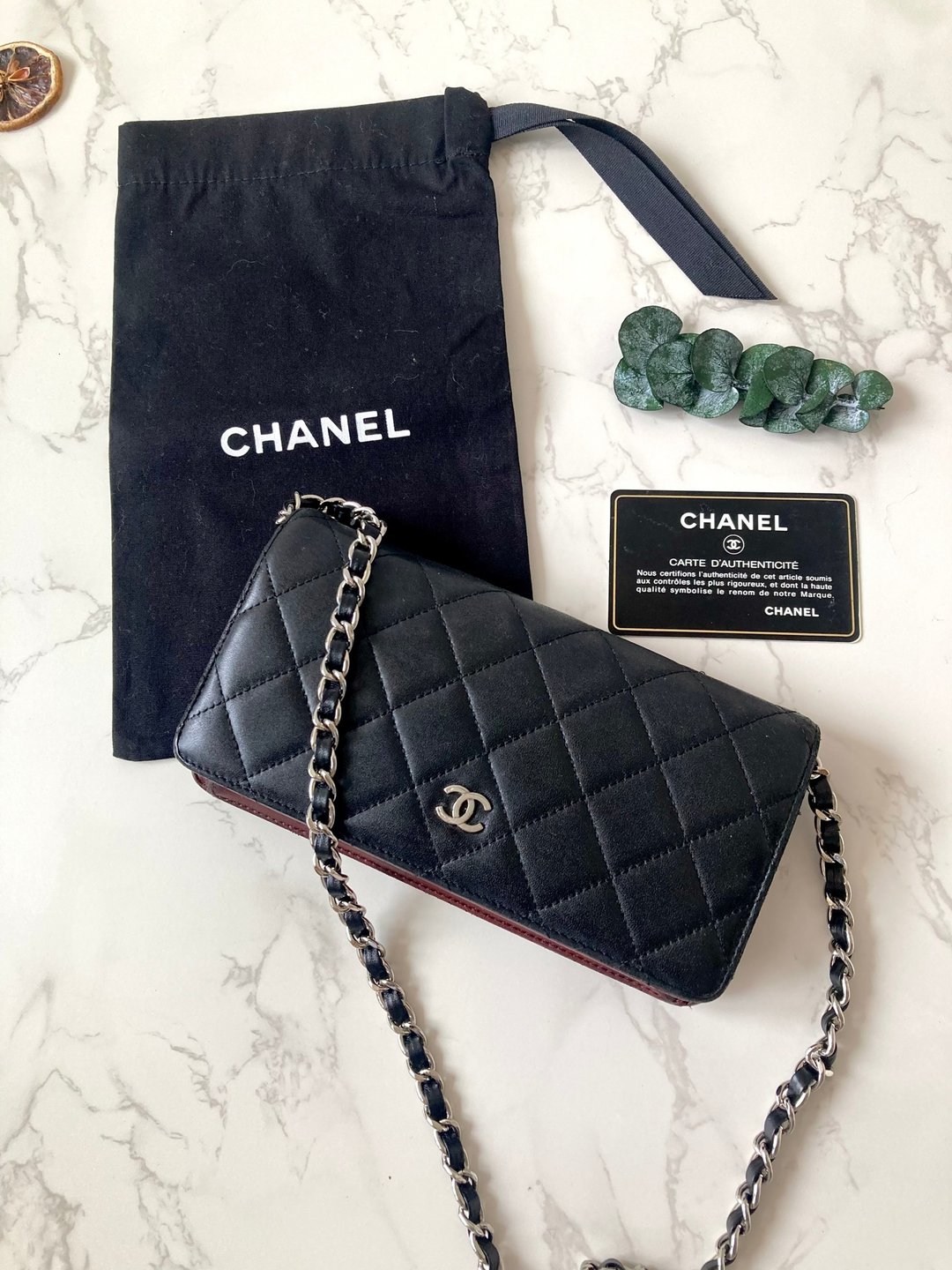 【连尘袋】中古二手Chanel黑色皮革长钱包单肩侧背孭斜背链条手袋 - 侧背包/斜挎包 - 真皮 黑色