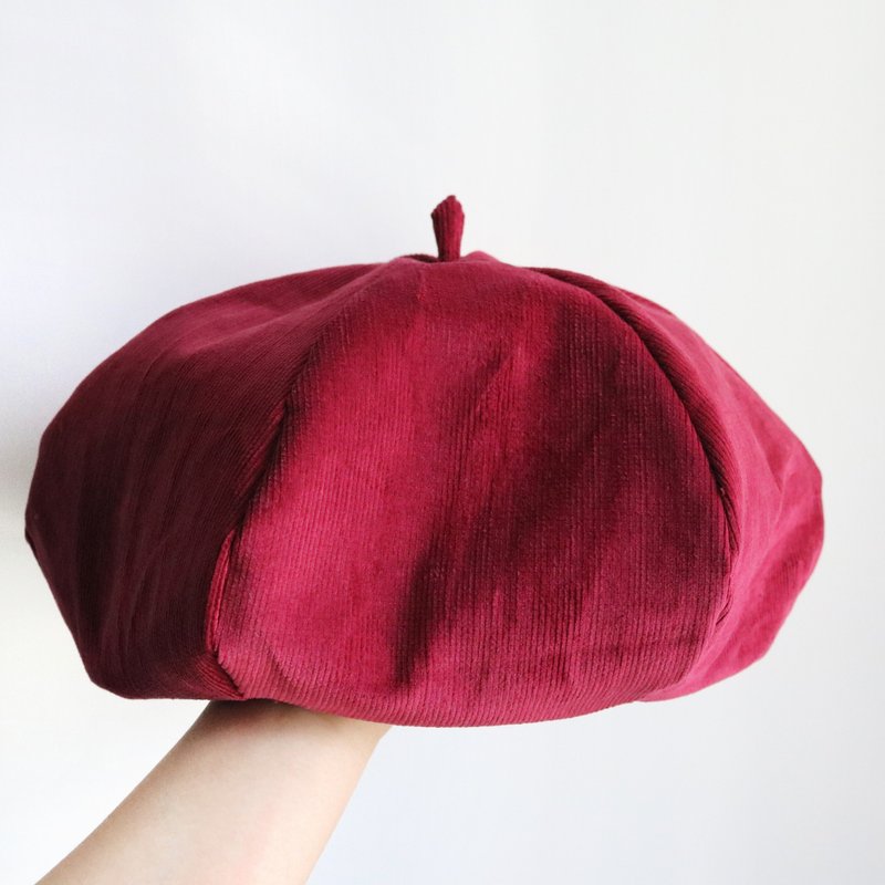 草莓红 手工双面六角帽子 画家帽 - 帽子 - 其他材质 红色