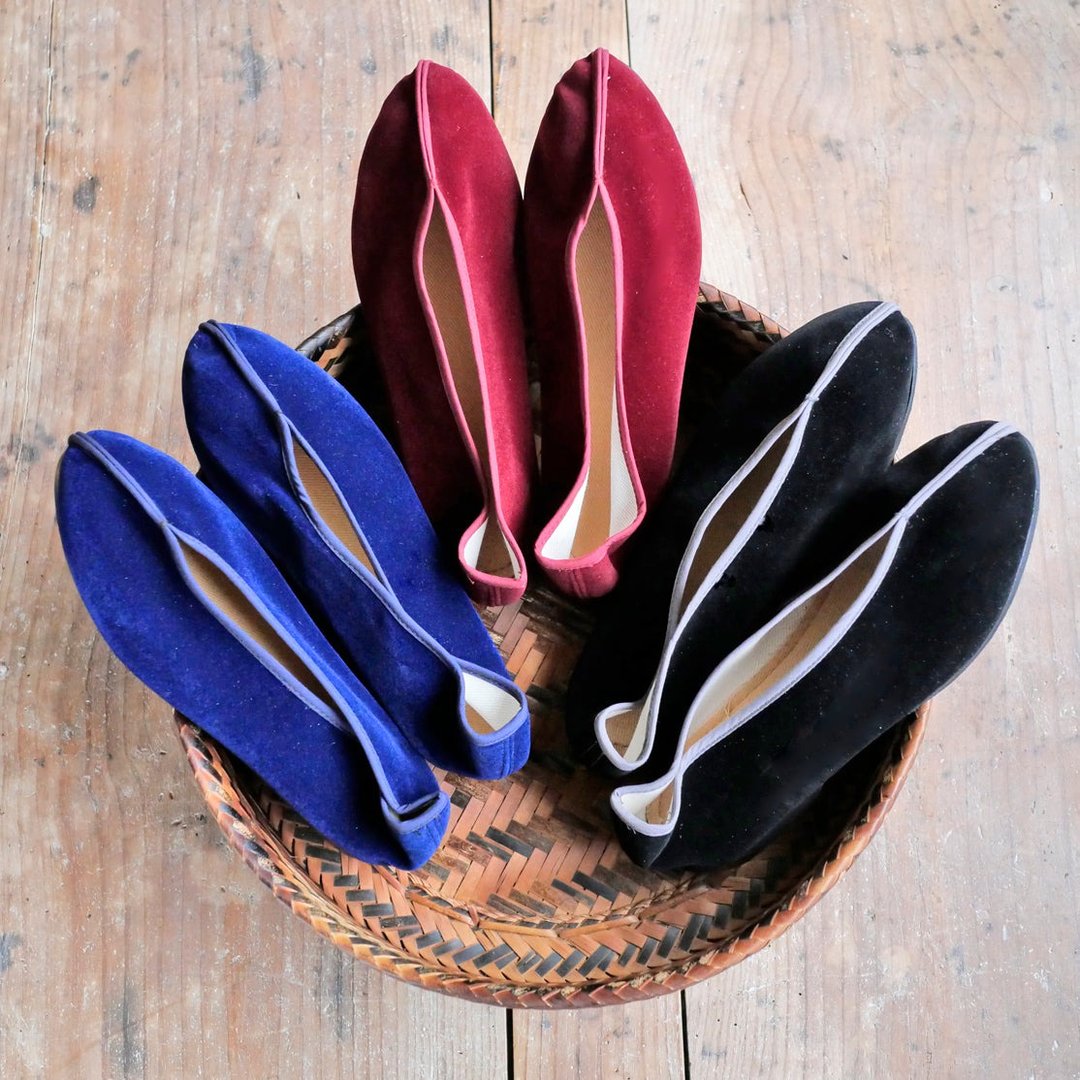 velvet flat shoes / blue - 芭蕾鞋/娃娃鞋 - 其他人造纤维 
