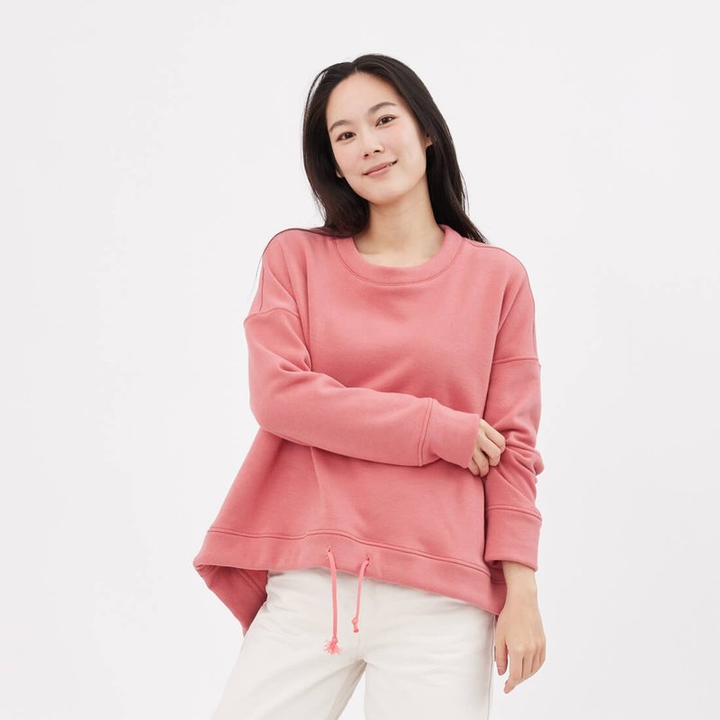 Becky暖窝短毛伞摆抽绳大学T/灰 - 中性连帽卫衣/T 恤 - 棉．麻 粉红色