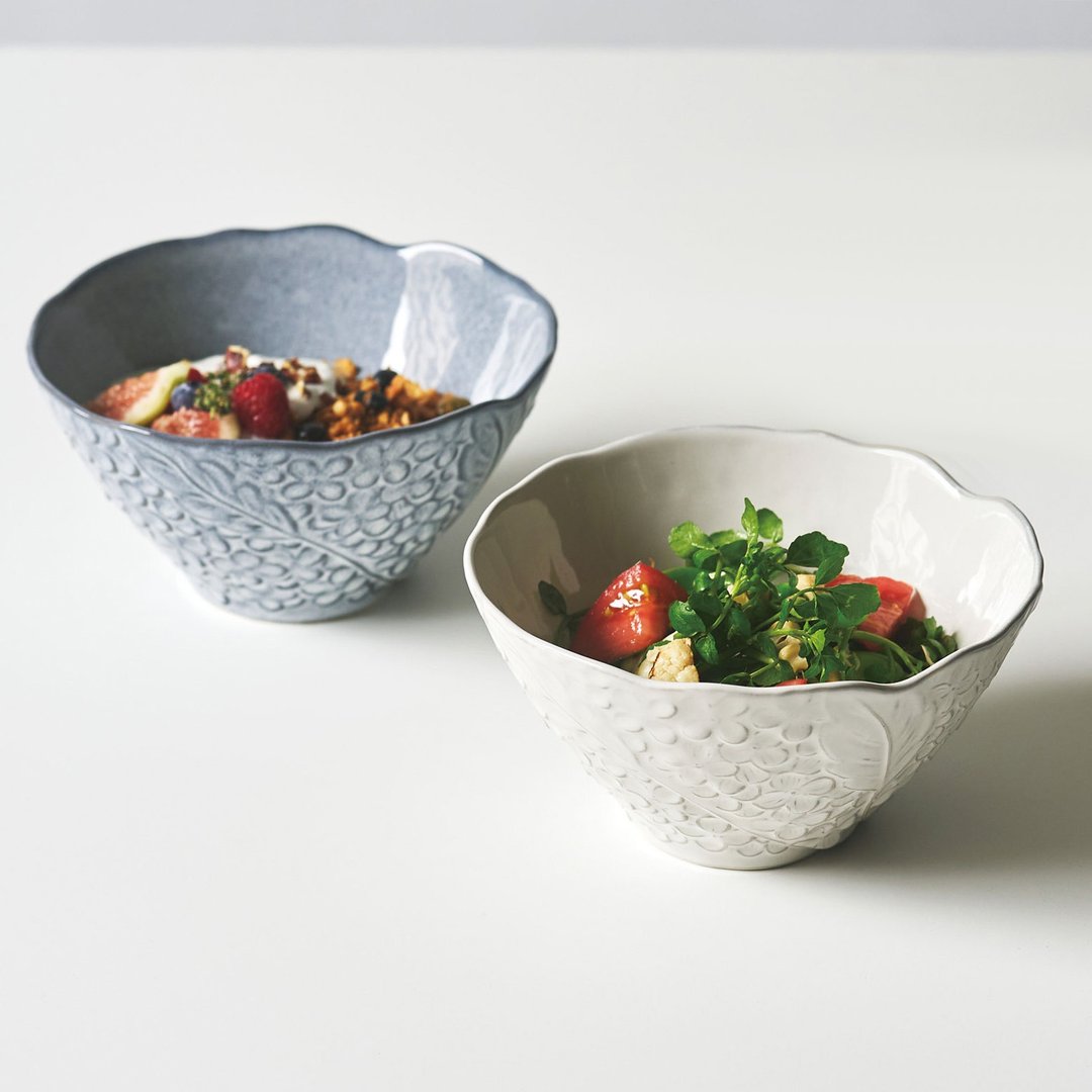 Mino ware Lien pea bowl 1 white, 1 gray bowl|bowl| - 碗 - 陶 白色
