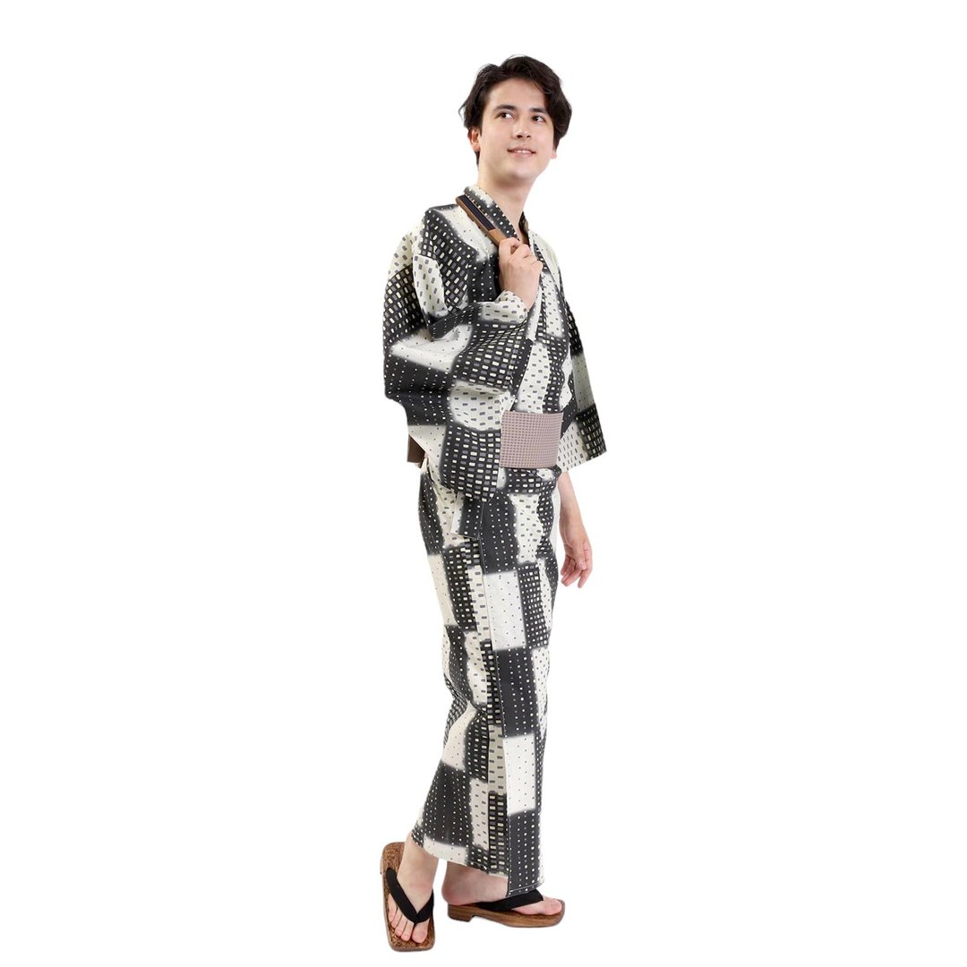 日本 和服 男士 绵 浴衣 腰封 2 件 套组  S M L Z32-16C - 其他 - 棉 黑色