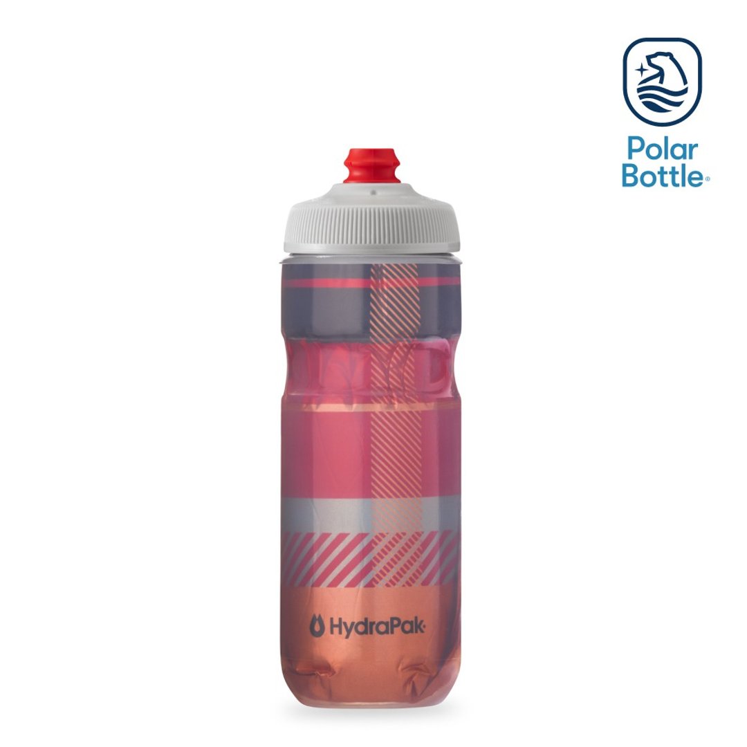 Polar Bottle 20oz 方格纹双层保冷喷射水壶 Tartan 红橘 - 运动配件 - 塑料 橘色