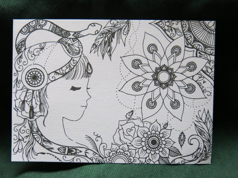 部落女孩 明信片 - 卡片/明信片 - 纸 白色