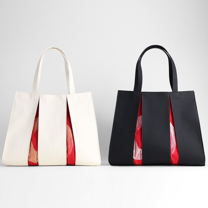 KOSHO ougi 帆布手提包 Madoka LH 女式男式帆布原创日本制造京都单肩包轻质内衬 A4 尺寸兼容 - 手提包/手提袋 - 棉．麻 白色