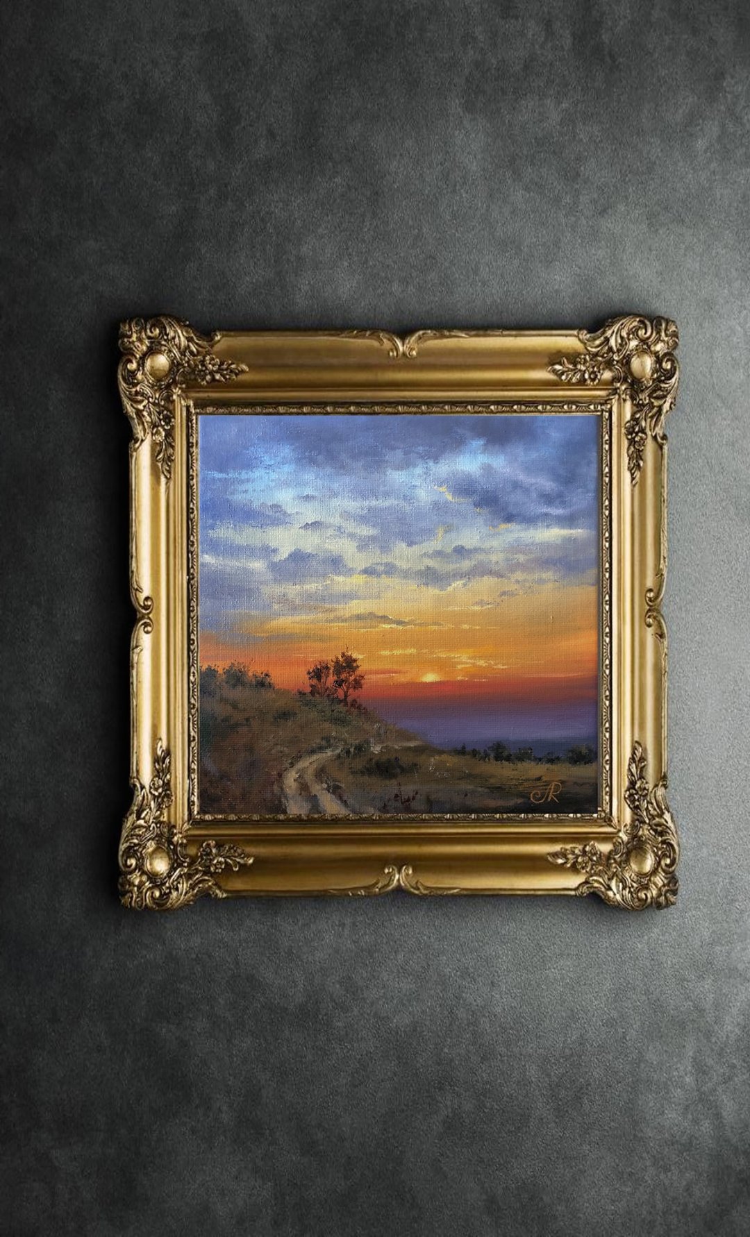 原创油画日落艺术日出画风景 - 墙贴/壁贴 - 其他材质 橘色