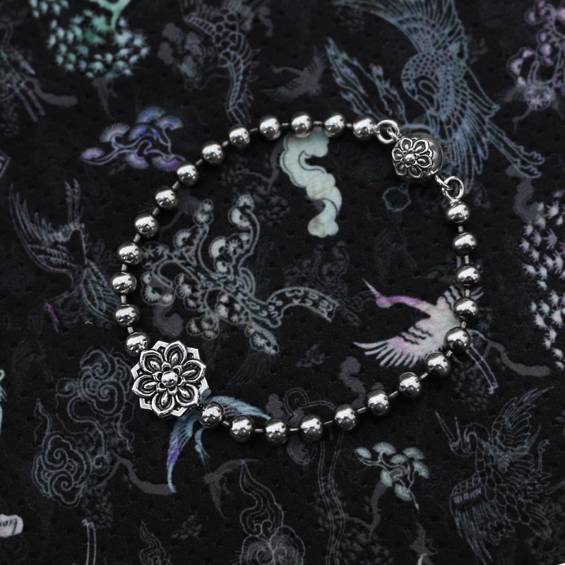 韩国传统丹青钢珠银饰手链 / Cheong - 11 - 手链/手环 - 其他金属 银色