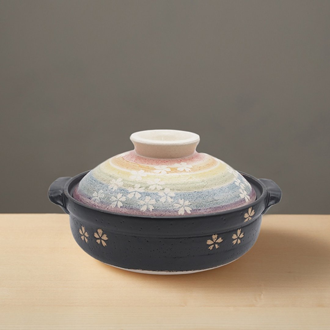日本万古烧 - 绘染土锅6号 - 樱之华(0.8L) - 锅具/烤盘 - 陶 多色