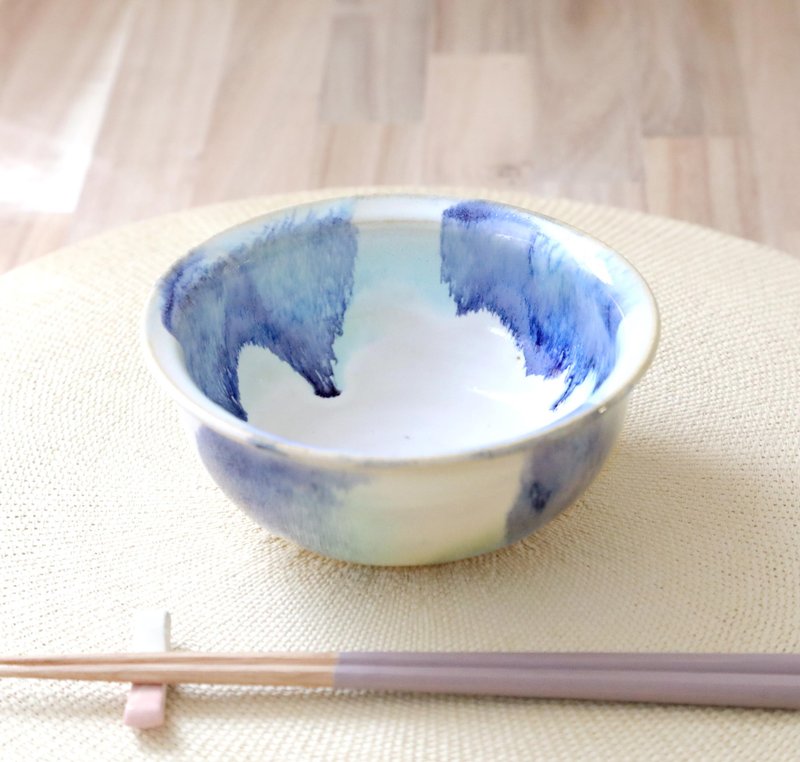 清爽蓝绿 渲染纹样 深圆钵 1 - 碗 - 陶 蓝色