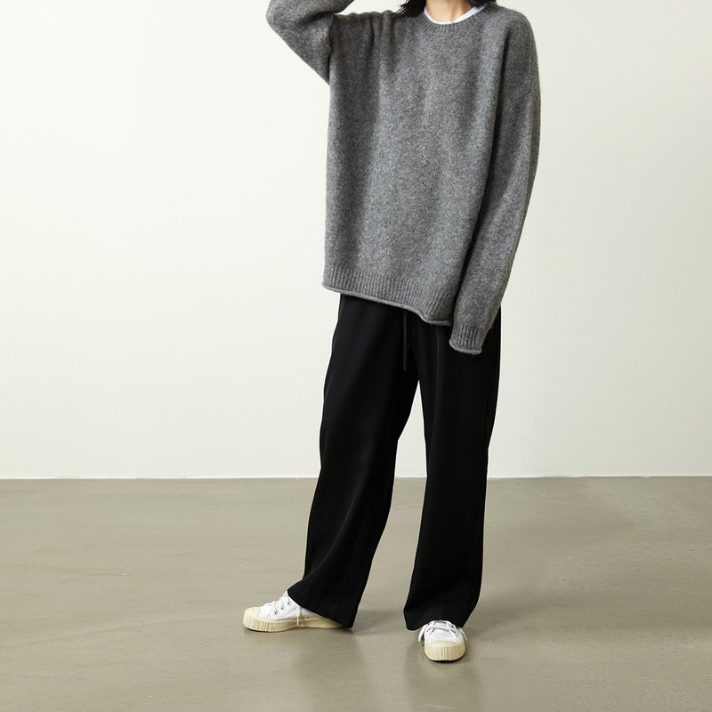 秋冬保暖 婴驼绒 羊毛 圆领大廓形设计感 厚针织 毛衣 - 女装针织衫/毛衣 - 羊毛 灰色