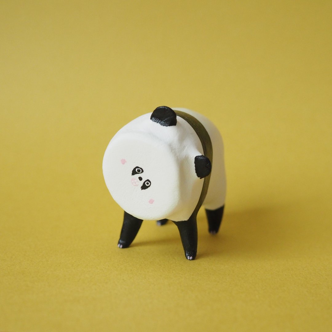 Flat panda - 玩偶/公仔 - 粘土 白色