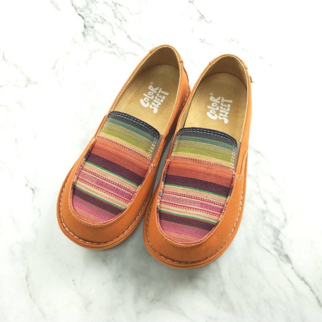 Color(卡乐)千层系列 - 女款休闲鞋 - 棉 橘色
