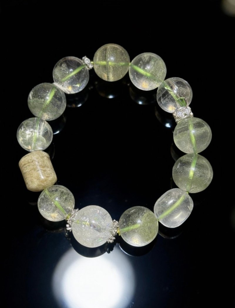 Crystal.EAA 设计款水晶手链 青芽渡 绿千层幽灵 白幽灵 白水晶 - 手链/手环 - 水晶 绿色