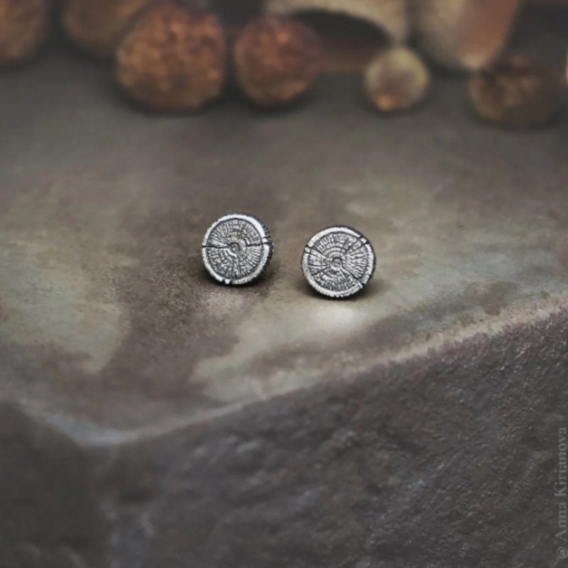 Circle Tree Ring Earrings - 耳环/耳夹 - 纯银 银色