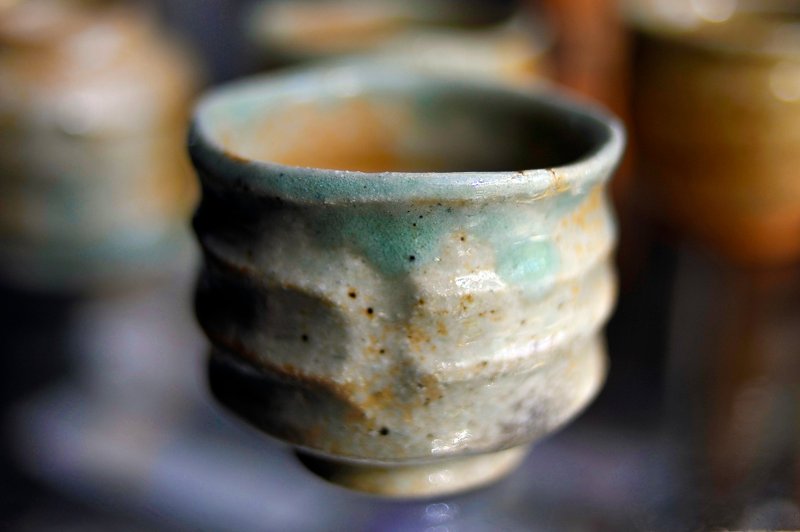 2 件套 ・蓝绿和白色沙滩的清酒杯 ・日本茶杯 ・圆柱形 ・窑变质等级 3 - 其他杯子 - 陶 蓝色