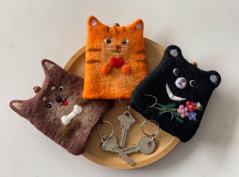 开启幸福门可爱动物钥匙包 - 钥匙链/钥匙包 - 羊毛 多色