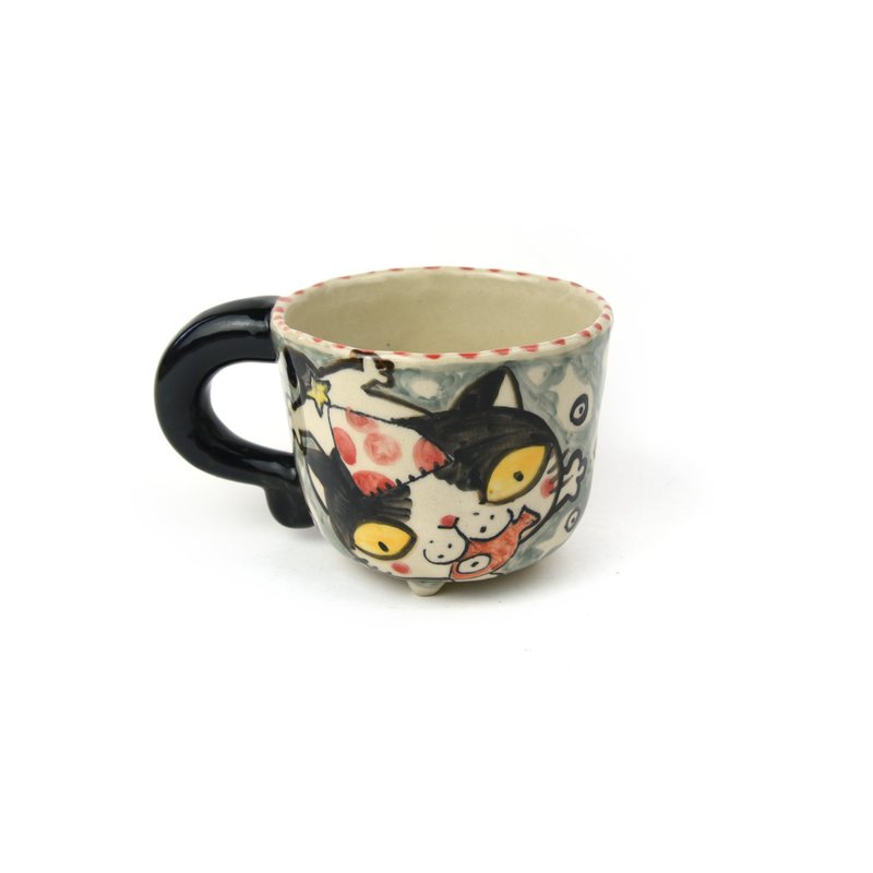 Nice Little Clay 手工杯 可爱猫 0115S-35 - 咖啡杯/马克杯 - 陶 白色