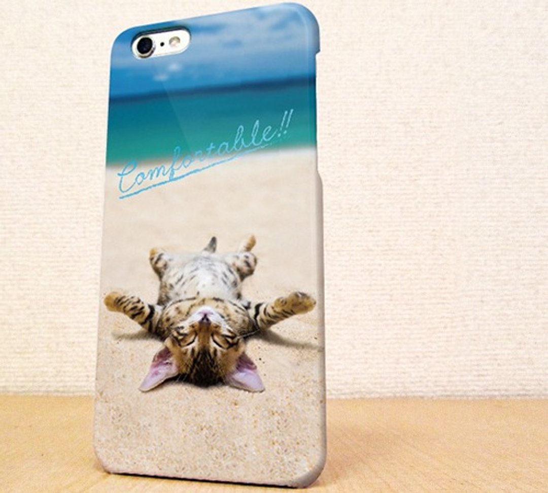 Free shipping ☆ iPhone case GALAXY case ☆ Phone case of a cat playing on the beach - 手机壳/手机套 - 塑料 蓝色